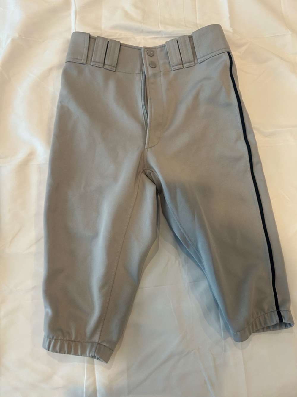 Mizuno Light Gray Baseball Pants with Navy Side Stripe